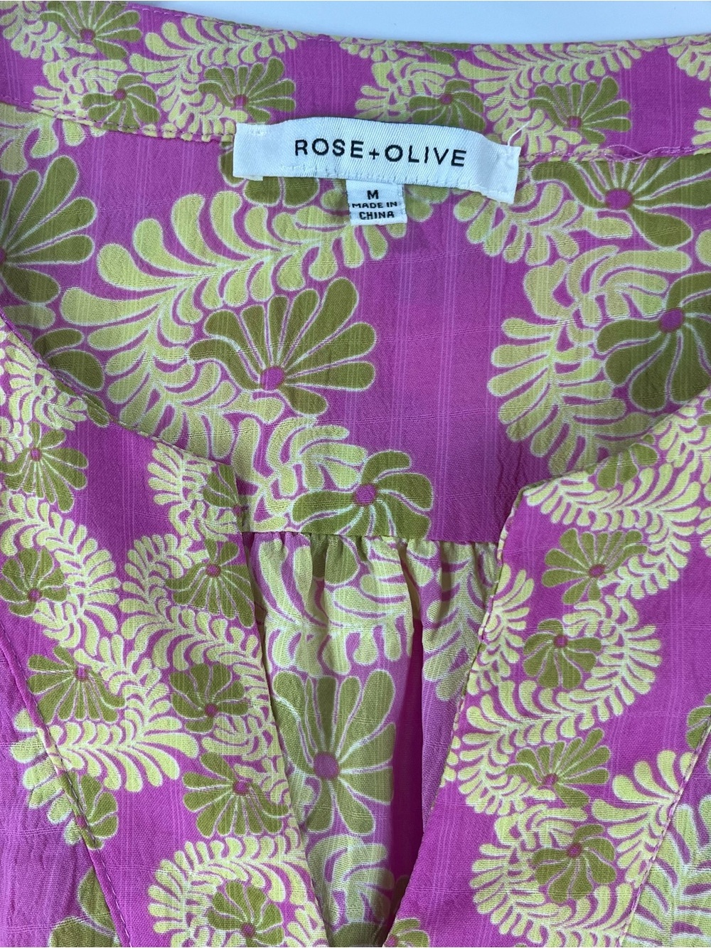Rose + Olive Relaxed Fit Tie Front Boho Blouse M - Picture 5 of 9